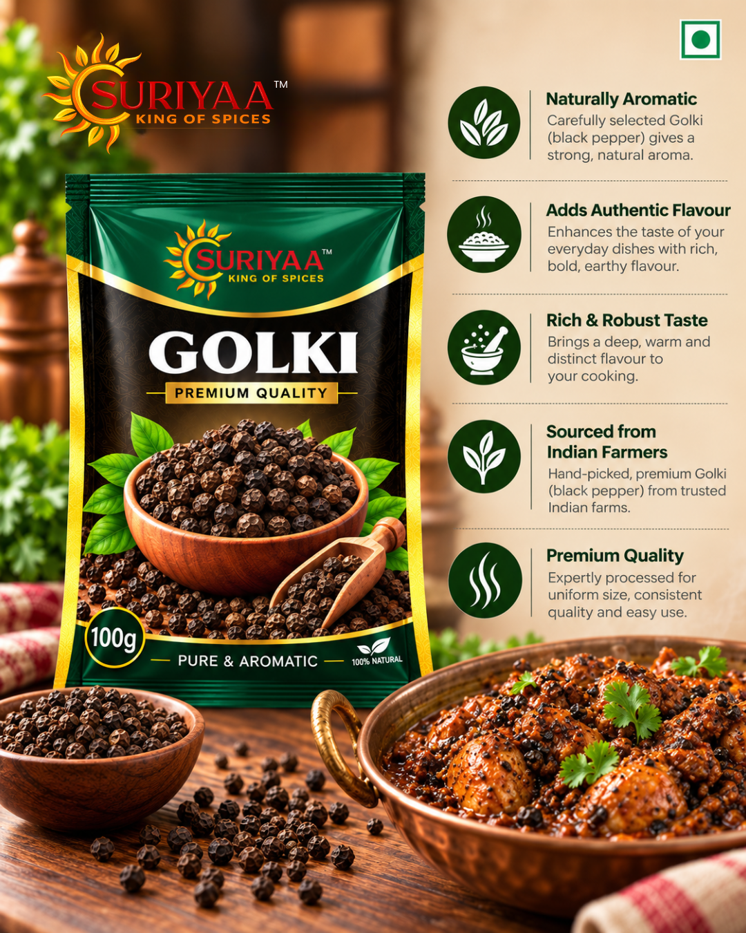 Suriyaa Premium Golki (Black Pepper) – Pure & Aromatic