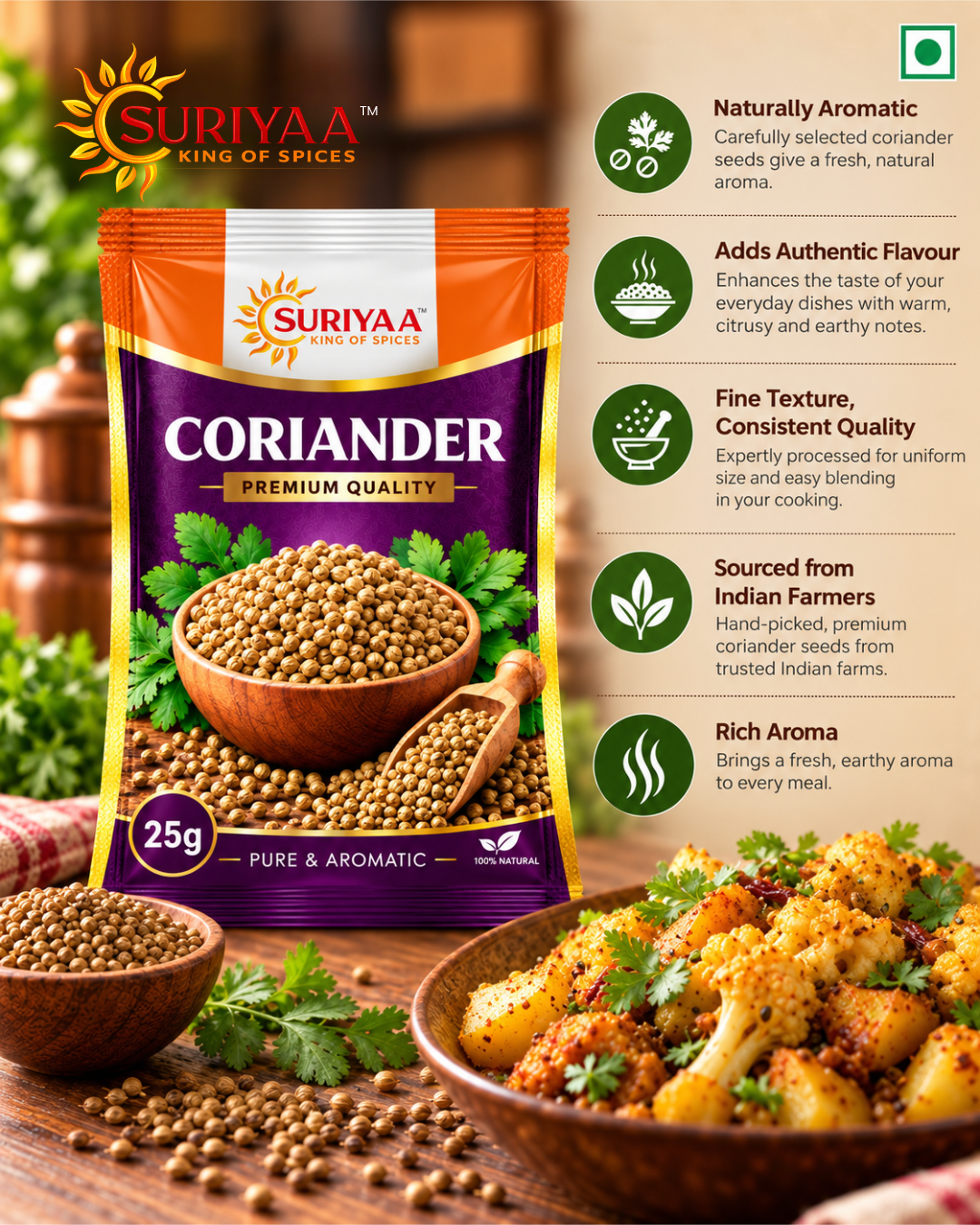 Suriyaa Premium Dhaniya (Coriander Seeds) – Pure & Aromatic