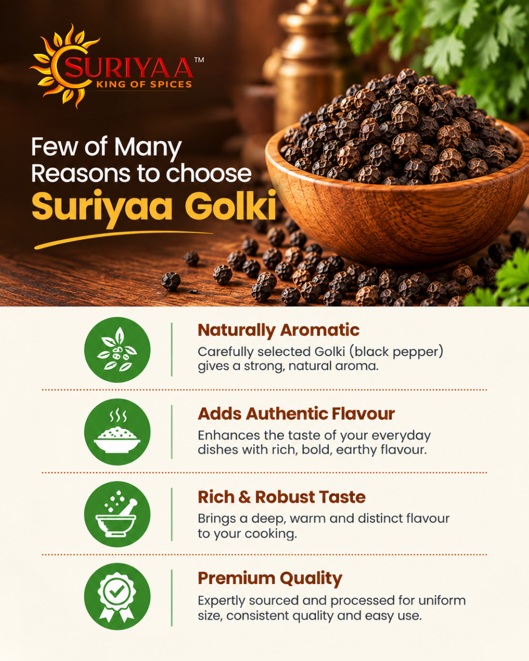 Suriyaa Premium Golki (Black Pepper) – Pure & Aromatic