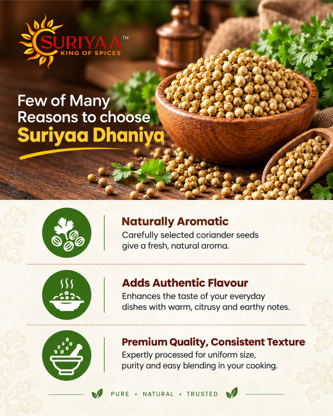 Suriyaa Premium Dhaniya (Coriander Seeds) – Pure & Aromatic